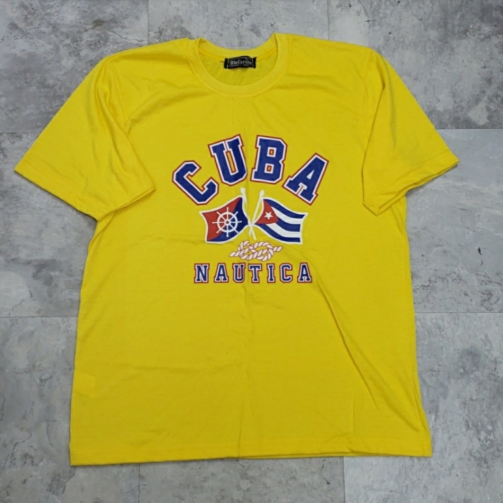 #10239-5 Unisex Graphic printed Cuba T-shirt,Yellow,size L.